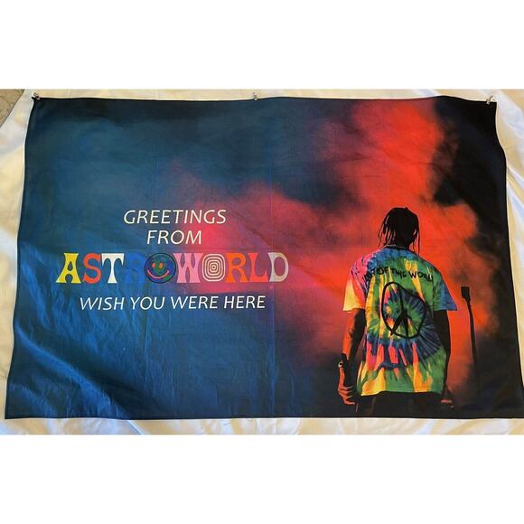Greetings From ASTROWORLD “Wish You Were Here”Tapestry, Travis Scott - 59”x39” - Picture 1 of 6